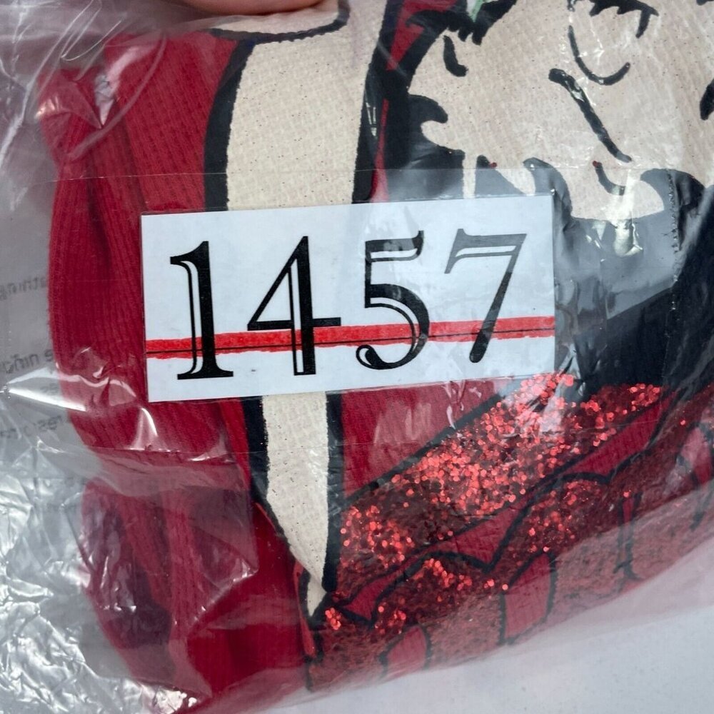 Betty Boop Junior Red Long Sleeve Thermal Top With Glitter "Hottie" Graphic 1457 - Picture 7 of 8